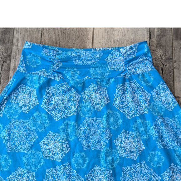 Tranquility Colorado Cloth, Aqua Blues Mandala Print, Stretch A Line Skirt, Sz S - Picture 2 of 7